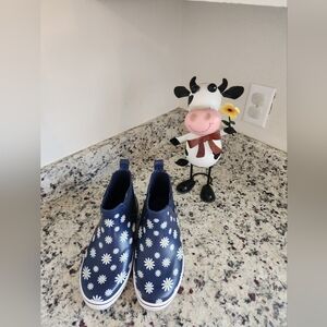 London Fog Navy Daisy Ankle Rain Boots